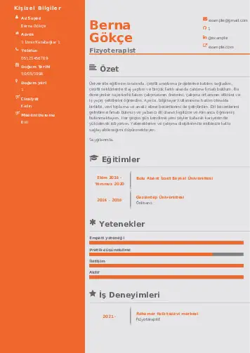 Fizyoterapist Cv Örnekleri cv indir